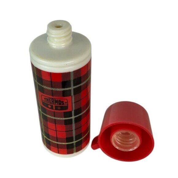 Avon Red Plaid Thermos Decanter 3 OZ Glass Bottle Vintage Collectible 1979 - Picture 4 of 15